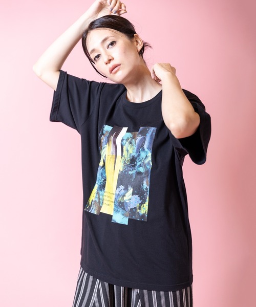 OSMOSIS（オズモーシス）の「プリントTシャツ（Tシャツ/カットソー・レディース・ホワイト/ライトグレー/ブラック・ONE SIZE）」の7枚目の写真