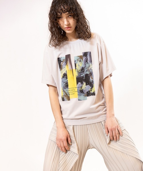 OSMOSIS（オズモーシス）の「プリントTシャツ（Tシャツ/カットソー・レディース・ホワイト/ライトグレー/ブラック・ONE SIZE）」の14枚目の写真
