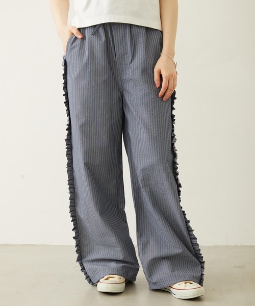 MILKFED.（ミルクフェド）の「STRIPED RUFFLE PANTS（その他パンツ・レディース・ライトパープル/ネイビー/ライトピンク・S/M）」の22枚目の写真