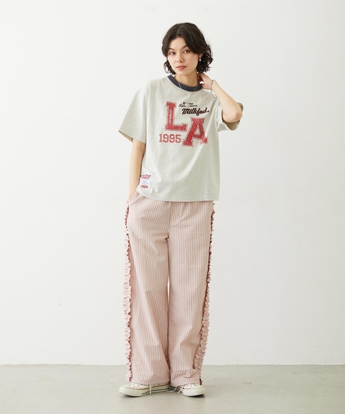 MILKFED.（ミルクフェド）の「STRIPED RUFFLE PANTS（その他パンツ・レディース・ライトパープル/ネイビー/ライトピンク・S/M）」の9枚目の写真