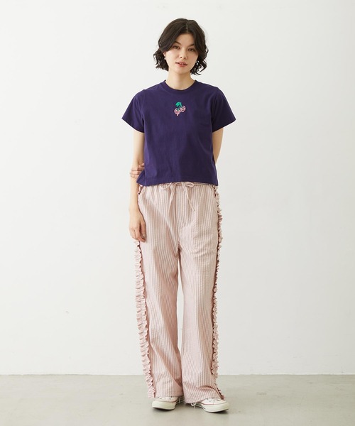 MILKFED.（ミルクフェド）の「STRIPED RUFFLE PANTS（その他パンツ・レディース・ライトパープル/ネイビー/ライトピンク・S/M）」の4枚目の写真