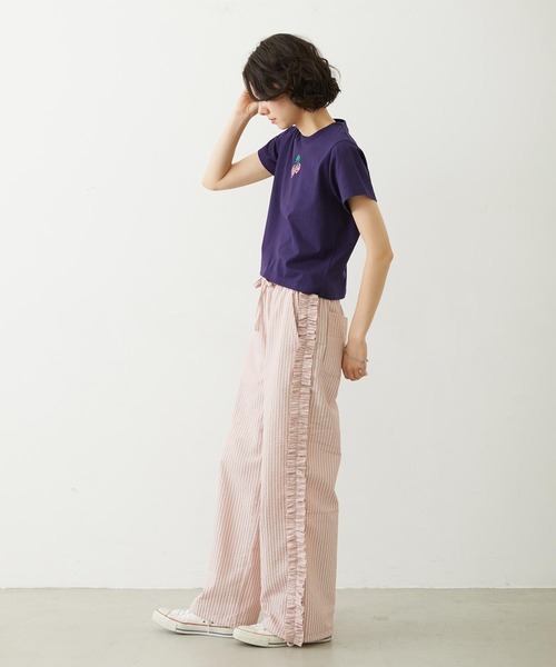 MILKFED.（ミルクフェド）の「STRIPED RUFFLE PANTS（その他パンツ・レディース・ライトパープル/ネイビー/ライトピンク・S/M）」の6枚目の写真