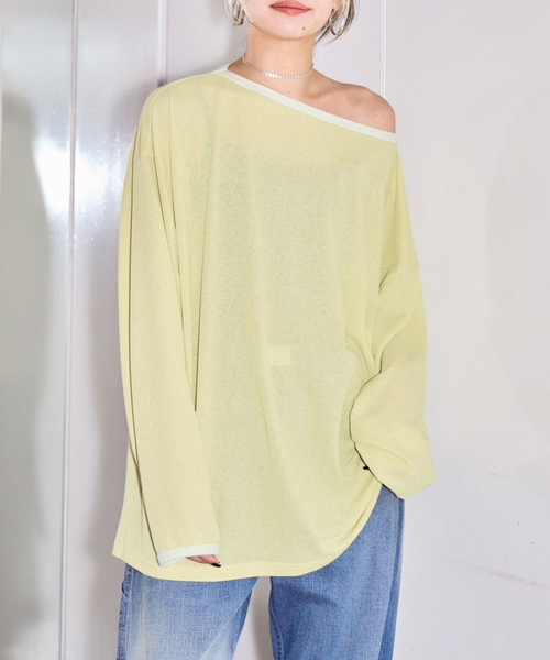 CITYSHOP（シティーショップ）の「WAFFLE LONG SLEEVE TEE：Tシャツ（Tシャツ/カットソー・レディース・ブラック/グリーン/ホワイト・FREE）」の3枚目の写真