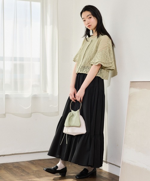 mysty woman（ミスティウーマン）の「リネンMIXギャザースカート 666528（スカート・レディース・ブラウン/オフホワイト/ブラック・FREE）」の9枚目の写真