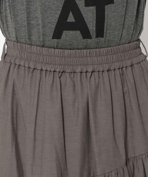 mysty woman（ミスティウーマン）の「リネンMIXギャザースカート 666528（スカート・レディース・ブラウン/オフホワイト/ブラック・FREE）」の19枚目の写真