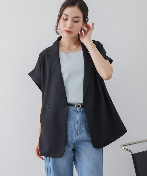 Bou Jeloud（ブージュルード）の「フレンチ袖ダブルテーラージャケット（テーラードジャケット・レディース・ブラック/ブラウン・38）」の2枚目の写真