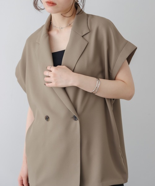 Bou Jeloud（ブージュルード）の「フレンチ袖ダブルテーラージャケット（テーラードジャケット・レディース・ブラック/ブラウン・38）」の9枚目の写真