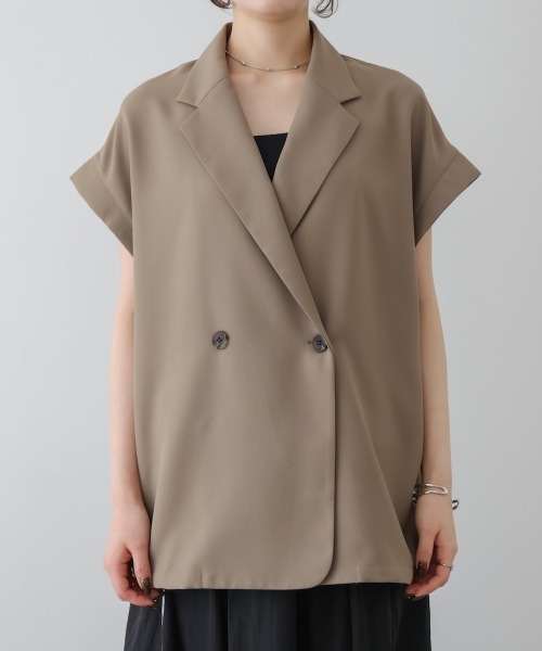 Bou Jeloud（ブージュルード）の「フレンチ袖ダブルテーラージャケット（テーラードジャケット・レディース・ブラック/ブラウン・38）」の15枚目の写真