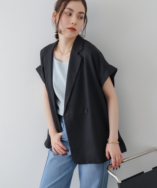 Bou Jeloud（ブージュルード）の「フレンチ袖ダブルテーラージャケット（テーラードジャケット・レディース・ブラック/ブラウン・38）」の3枚目の写真