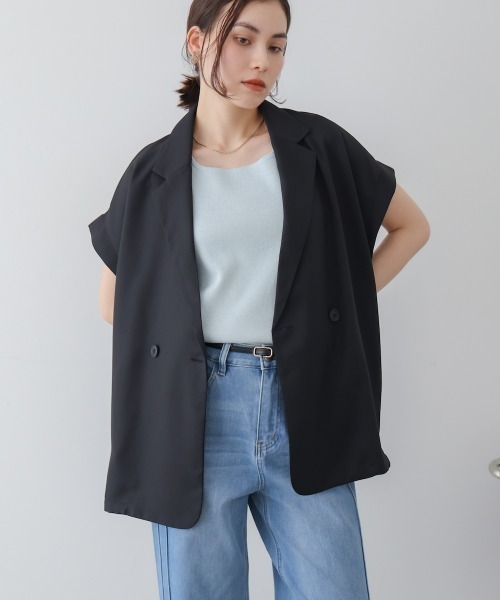 Bou Jeloud（ブージュルード）の「フレンチ袖ダブルテーラージャケット（テーラードジャケット・レディース・ブラック/ブラウン・38）」の5枚目の写真