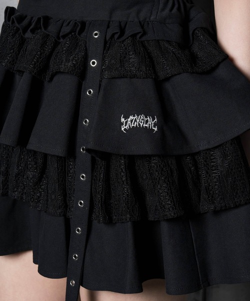 LAZYSLAY（レイジースレイ）の「レースレイヤードスカート（スカート・レディース・ブラック/グレー・FREE）」の4枚目の写真