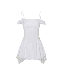 PETAL RUFFLE DRESS white