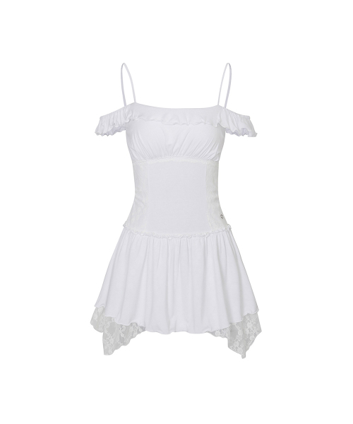 PAIN OR PLEASURE(ペインオアプレジャー)の「PETAL RUFFLE DRESS white(ワンピース・レディース・その他・MEDIUM/SMALL)」の1枚目の写真