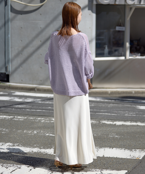 SLOBE IENA（スローブイエナ）の「《WEB限定/追加2》グロッシーサテンフレアスカート（スカート・レディース・アイボリー/ブラック・FREE）」の22枚目の写真