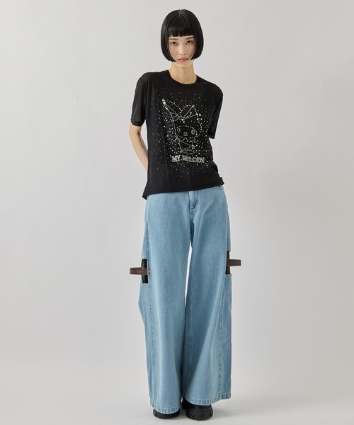 beautiful people(ビューティフルピープル)の「【beautiful people/ビューティフルピープル】MY MELODY&KUROMI 80/2 ELS jersey T/マイメロディ&クロミ/シアーTシャツ(Tシャツ/カットソー・レディース・ブラック系その他2/ブラック・36)」の4枚目の写真