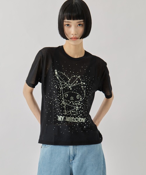 beautiful people(ビューティフルピープル)の「【beautiful people/ビューティフルピープル】MY MELODY&KUROMI 80/2 ELS jersey T/マイメロディ&クロミ/シアーTシャツ(Tシャツ/カットソー・レディース・ブラック系その他2/ブラック・36)」の6枚目の写真
