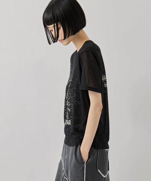 beautiful people(ビューティフルピープル)の「【beautiful people/ビューティフルピープル】MY MELODY&KUROMI 80/2 ELS jersey T/マイメロディ&クロミ/シアーTシャツ(Tシャツ/カットソー・レディース・ブラック系その他2/ブラック・36)」の14枚目の写真