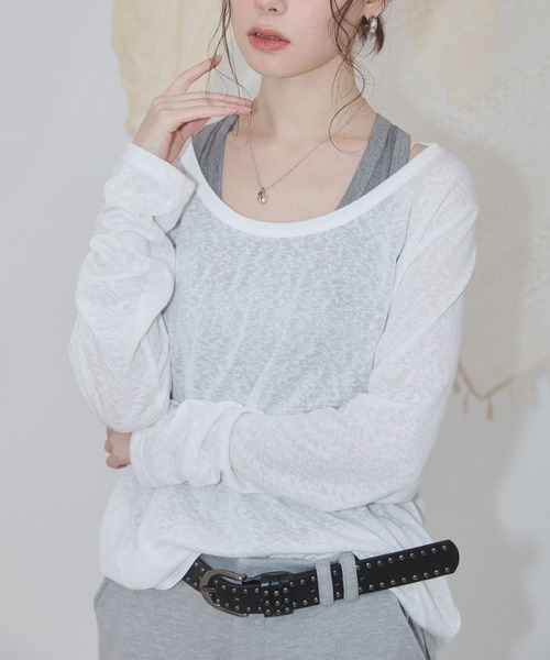 ENVYM(アンビー)の「レイヤードシアールーズトップス(Tシャツ/カットソー・レディース・ホワイト/ブラック・FREE)」の11枚目の写真