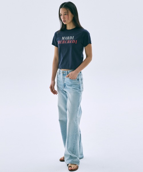Mardi Mercredi(マルディメクルディ)の「SLIM TSHIRT LA TYPO FRANCAISE / スリム Tシャツ ラ タイポ フランセーズ(Tシャツ/カットソー・レディース・ネイビー/クリーム/レッド・FREE)」の11枚目の写真