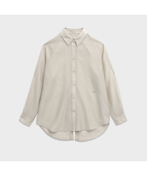 ATELIER NAIN(アトリエナイン)の「ASTER BACK RIBBON SHIRT(BL-4300)(シャツ/ブラウス・レディース・ライトグレー/ライトベージュ・FREE)」の2枚目の写真
