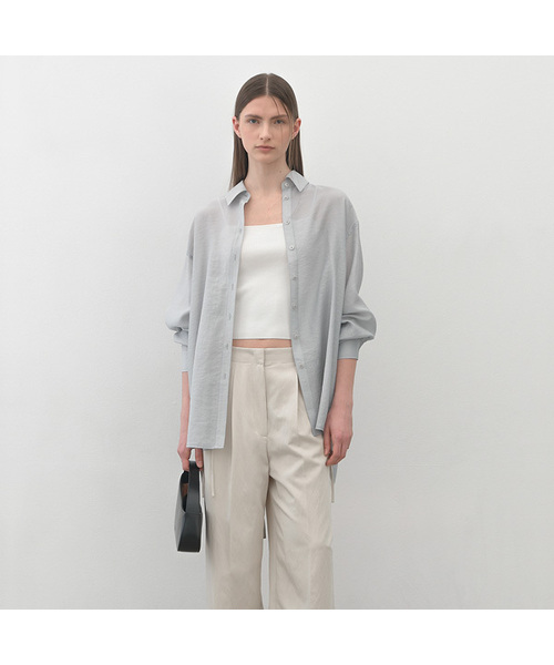 ATELIER NAIN(アトリエナイン)の「ASTER BACK RIBBON SHIRT(BL-4300)(シャツ/ブラウス・レディース・ライトグレー/ライトベージュ・FREE)」の1枚目の写真