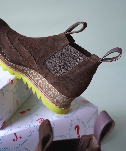 JUCO.(ジュコ)の「ブラウンポップブーツ(ブーツ・レディース・ブラウン×イエロー・23cm/23.5cm/24cm/24.5cm/25cm/25.5cm/26.5cm)」の5枚目の写真