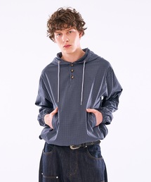 WISH FOR EVER | 【 3color / 3size 】DRAW CODE HENRY BUTTON SHIRT HOODIE /ドローコードヘンリーボタンシャツフーディ(シャツ/ブラウス)