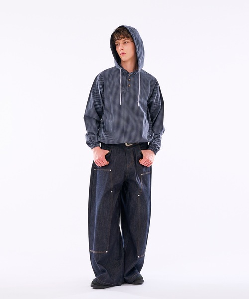 WISH FOR EVER(ウィッシュフォーエバー)の「【 3color / 3size 】DRAW CODE HENRY BUTTON SHIRT HOODIE /ドローコードヘンリーボタンシャツフーディ(シャツ/ブラウス・メンズ・イエロー/ネイビー/ブルー・SMALL/LARGE/MEDIUM)」の4枚目の写真