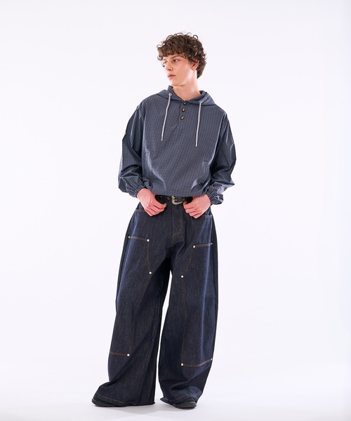 WISH FOR EVER(ウィッシュフォーエバー)の「【 3color / 3size 】DRAW CODE HENRY BUTTON SHIRT HOODIE /ドローコードヘンリーボタンシャツフーディ(シャツ/ブラウス・メンズ・イエロー/ネイビー/ブルー・SMALL/LARGE/MEDIUM)」の5枚目の写真