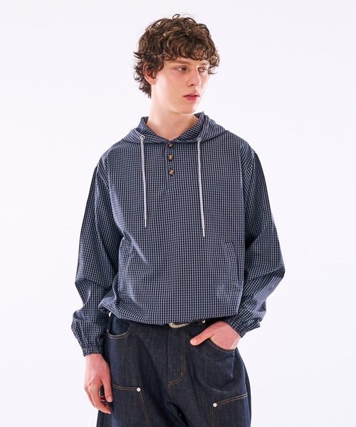 WISH FOR EVER(ウィッシュフォーエバー)の「【 3color / 3size 】DRAW CODE HENRY BUTTON SHIRT HOODIE /ドローコードヘンリーボタンシャツフーディ(シャツ/ブラウス・メンズ・イエロー/ネイビー/ブルー・SMALL/LARGE/MEDIUM)」の16枚目の写真