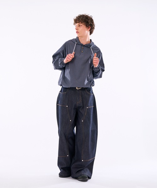 WISH FOR EVER(ウィッシュフォーエバー)の「【 3color / 3size 】DRAW CODE HENRY BUTTON SHIRT HOODIE /ドローコードヘンリーボタンシャツフーディ(シャツ/ブラウス・メンズ・イエロー/ネイビー/ブルー・SMALL/LARGE/MEDIUM)」の10枚目の写真