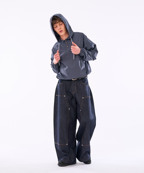 WISH FOR EVER(ウィッシュフォーエバー)の「【 3color / 3size 】DRAW CODE HENRY BUTTON SHIRT HOODIE /ドローコードヘンリーボタンシャツフーディ(シャツ/ブラウス・メンズ・イエロー/ネイビー/ブルー・SMALL/LARGE/MEDIUM)」の12枚目の写真