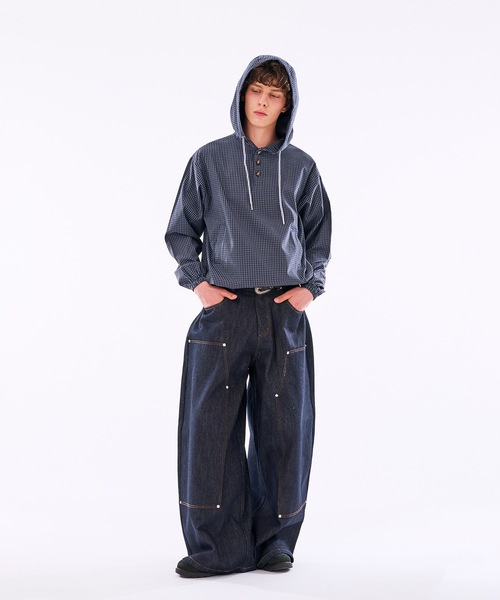 WISH FOR EVER(ウィッシュフォーエバー)の「【 3color / 3size 】DRAW CODE HENRY BUTTON SHIRT HOODIE /ドローコードヘンリーボタンシャツフーディ(シャツ/ブラウス・メンズ・イエロー/ネイビー/ブルー・SMALL/LARGE/MEDIUM)」の7枚目の写真