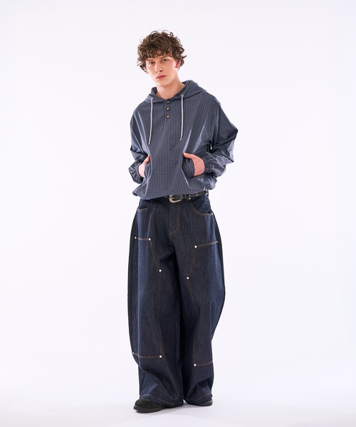 WISH FOR EVER(ウィッシュフォーエバー)の「【 3color / 3size 】DRAW CODE HENRY BUTTON SHIRT HOODIE /ドローコードヘンリーボタンシャツフーディ(シャツ/ブラウス・メンズ・イエロー/ネイビー/ブルー・SMALL/LARGE/MEDIUM)」の11枚目の写真
