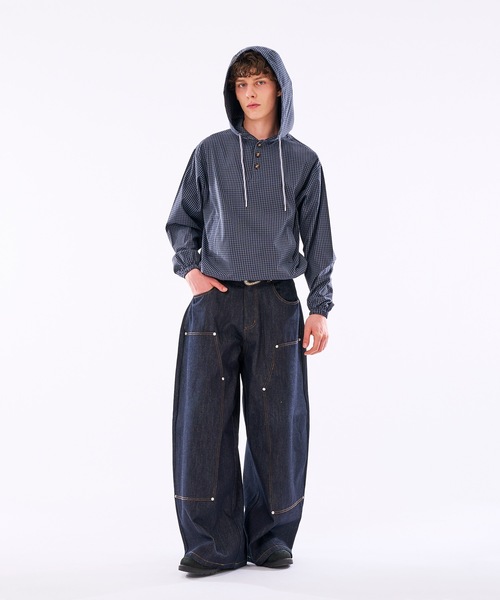 WISH FOR EVER(ウィッシュフォーエバー)の「【 3color / 3size 】DRAW CODE HENRY BUTTON SHIRT HOODIE /ドローコードヘンリーボタンシャツフーディ(シャツ/ブラウス・メンズ・イエロー/ネイビー/ブルー・SMALL/LARGE/MEDIUM)」の14枚目の写真