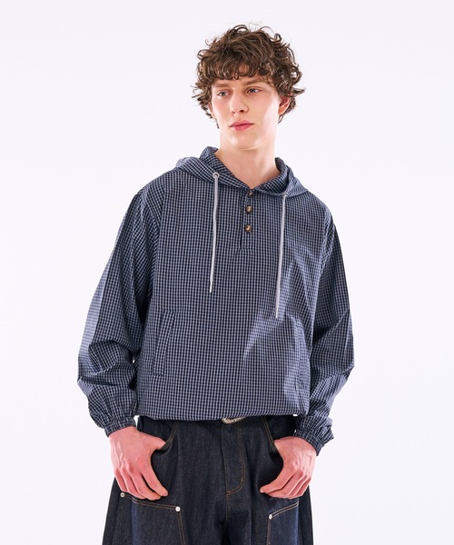 WISH FOR EVER(ウィッシュフォーエバー)の「【 3color / 3size 】DRAW CODE HENRY BUTTON SHIRT HOODIE /ドローコードヘンリーボタンシャツフーディ(シャツ/ブラウス・メンズ・イエロー/ネイビー/ブルー・SMALL/LARGE/MEDIUM)」の21枚目の写真
