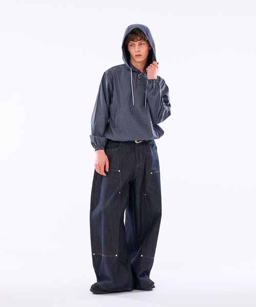 WISH FOR EVER(ウィッシュフォーエバー)の「【 3color / 3size 】DRAW CODE HENRY BUTTON SHIRT HOODIE /ドローコードヘンリーボタンシャツフーディ(シャツ/ブラウス・メンズ・イエロー/ネイビー/ブルー・SMALL/LARGE/MEDIUM)」の9枚目の写真