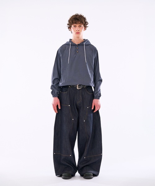 WISH FOR EVER(ウィッシュフォーエバー)の「【 3color / 3size 】DRAW CODE HENRY BUTTON SHIRT HOODIE /ドローコードヘンリーボタンシャツフーディ(シャツ/ブラウス・メンズ・イエロー/ネイビー/ブルー・SMALL/LARGE/MEDIUM)」の6枚目の写真