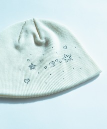 Carmelo（カーメロ）の「Stone Motif Beanie (white/l.gray/black)/ モチーフラインストーンニット帽（ニットキャップ/ビーニー）」