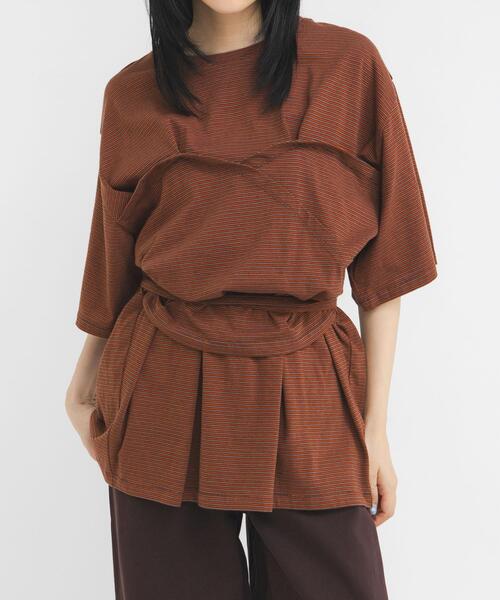 KBF（ケイビーエフ）の「ビスチェデザインBIGボーダーTEE（Tシャツ/カットソー・レディース・ホワイト系その他/ブラウン系その他/グレー系その他・ONE）」の3枚目の写真