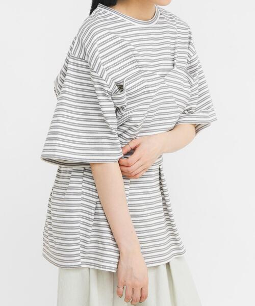 KBF（ケイビーエフ）の「ビスチェデザインBIGボーダーTEE（Tシャツ/カットソー・レディース・ホワイト系その他/ブラウン系その他/グレー系その他・ONE）」の22枚目の写真