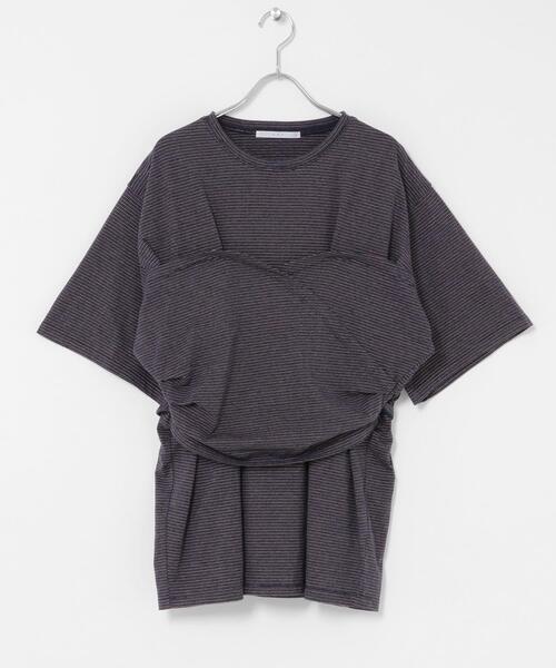 KBF（ケイビーエフ）の「ビスチェデザインBIGボーダーTEE（Tシャツ/カットソー・レディース・ホワイト系その他/ブラウン系その他/グレー系その他・ONE）」の6枚目の写真