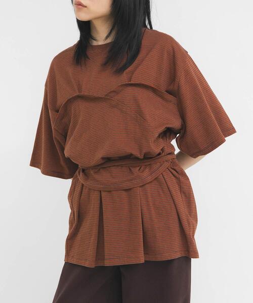 KBF（ケイビーエフ）の「ビスチェデザインBIGボーダーTEE（Tシャツ/カットソー・レディース・ホワイト系その他/ブラウン系その他/グレー系その他・ONE）」の13枚目の写真