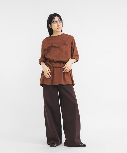 KBF（ケイビーエフ）の「ビスチェデザインBIGボーダーTEE（Tシャツ/カットソー・レディース・ホワイト系その他/ブラウン系その他/グレー系その他・ONE）」の17枚目の写真