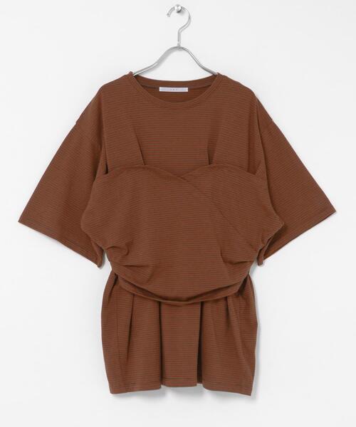 KBF（ケイビーエフ）の「ビスチェデザインBIGボーダーTEE（Tシャツ/カットソー・レディース・ホワイト系その他/ブラウン系その他/グレー系その他・ONE）」の20枚目の写真