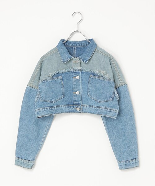 VENCEEXCHANGE（ヴァンスエクスチェンジ）の「クロップド丈Gジャン（デニムジャケット・レディース・ブラック/ネイビー・FREE）」の2枚目の写真