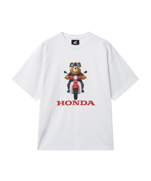 PHYPS MOTORCYCLE(フィップスモーターサイクル)の「Super Cub Ride Bear Short Sleeve White(Tシャツ/カットソー・レディース・その他・SMALL/MEDIUM/LARGE/X-LARGE)」の1枚目の写真