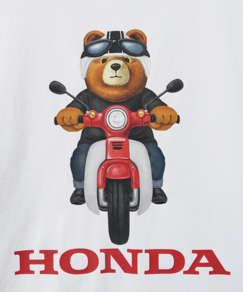 PHYPS MOTORCYCLE(フィップスモーターサイクル)の「Super Cub Ride Bear Short Sleeve White(Tシャツ/カットソー・レディース・その他・SMALL/MEDIUM/LARGE/X-LARGE)」の4枚目の写真