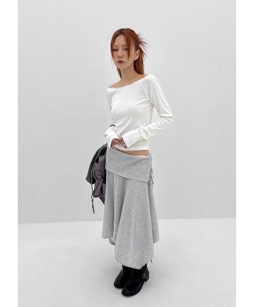 BLACKUP（ブラックアップ）の「[MADE] コゼッティレースオフショルダー長袖Tシャツ（Tシャツ/カットソー・レディース・ブラック/グレー/アイボリー・FREE）」の12枚目の写真