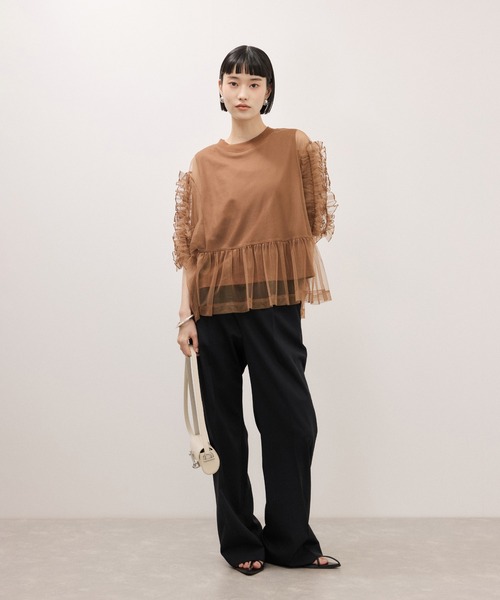 ADAM ET ROPE'(アダムエロペ)の「【サステナブル】ナロースラックス/接触冷感/防シワ/遮熱/UVカット(スラックス・レディース・チャコールグレー/ベージュ系その他/ブラック・36/38)」の22枚目の写真